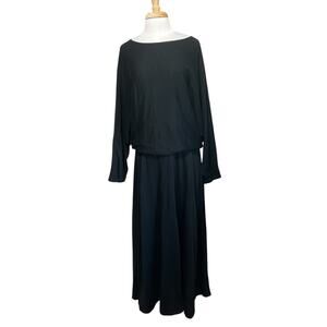 Lennie Nina Leonard Knit Sweater Skirt Set Y2K Western Boho Black Lagenlook L
